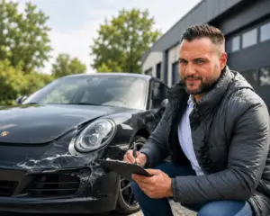 Igor Maurer bei einem KFZ Gutachten